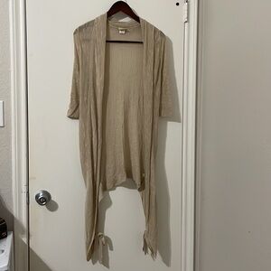 Daytrip Boho Chic Beige Open-Front Long Duster Cardigan Size M